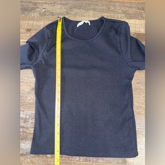 Abercrombie & Fitch Ribbed Long Sleeve Top Black Stretch Fitted Tee Size S - Picture 7 of 7